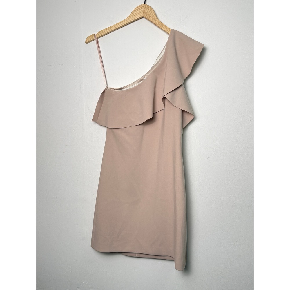 One Shoulder Ruffle Mini Dress Elizabeth and James Tan Size 4 217D335